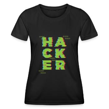 Hacker 0101 - T-shirt sport Femme - noir - Devant - AI Model Female 172 light (172cm)
