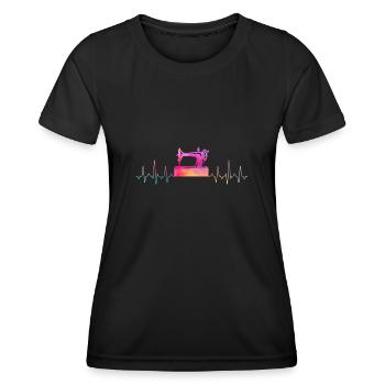 Machine à coudre Coudre Heartbeat - T-shirt sport Femme - noir - Devant - AI Model Female 172 light (172cm)