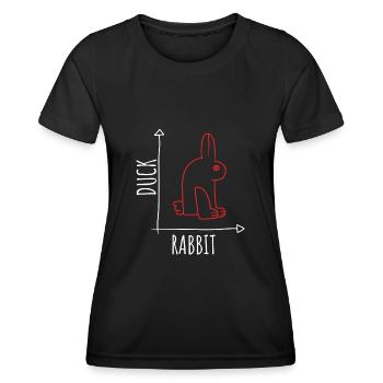 Illusion d’optique Canard Lapin Illusion Wittgenstein - T-shirt sport Femme - noir - Devant - AI Model Female 172 light (172cm)