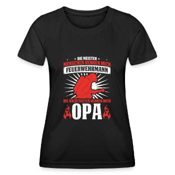 Feuerwehrmann Opa Feuerwehr Großvater Vatertag - Frauen Funktions-T-Shirt - Schwarz - Vorne - AI Model Female 172 light (172cm)