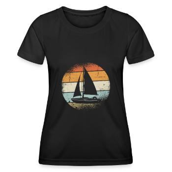 Voilier Retro Sunset - T-shirt sport Femme - noir - Devant - AI Model Female 172 light (172cm)