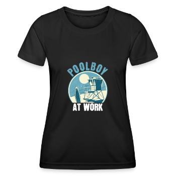 Poolboy At Work Pool Junge Pool Boy - Frauen Funktions-T-Shirt - Schwarz - Vorne - AI Model Female 172 light (172cm)