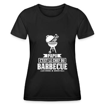 Papy c'est le chef du Barbecue BBQ Fête Des Pères - Frauen Funktions-T-Shirt - Schwarz - Vorne - AI Model Female 172 light (172cm)