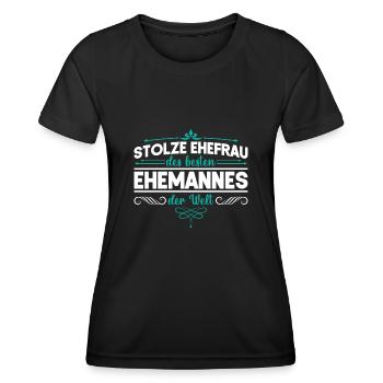 Stolze Ehefrau Ehemann Hochzeitstag Jahrestag - Frauen Funktions-T-Shirt - Schwarz - Vorne - AI Model Female 172 light (172cm)