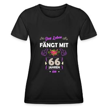 66. Geburtstag Geschenk 66 Jahre Spruch - Frauen Funktions-T-Shirt - Schwarz - Vorne - AI Model Female 172 light (172cm)