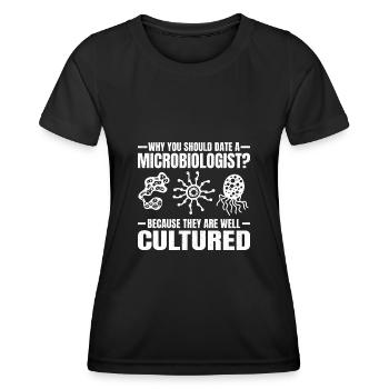 Microbiologie Biologie Étudiant Biologiste laboratoire - T-shirt sport Femme - noir - Devant - AI Model Female 172 light (172cm)