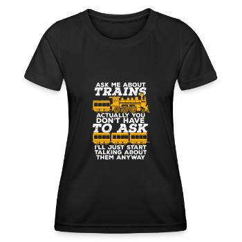 Train Locomotive Model Railroad Gift - Women's Functional T-Shirt - black - Front - AI Model Female 172 light (172cm)