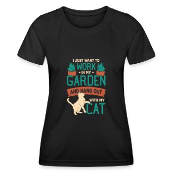 Garden Plants Gardening Cat Gardener Gift - Women's Functional T-Shirt - black - Front - AI Model Female 172 light (172cm)