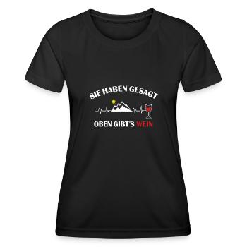 Wein Herzschlag Berge Wandern Geschenk - Frauen Funktions-T-Shirt - Schwarz - Vorne - AI Model Female 172 light (172cm)
