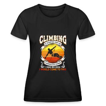 Kletterwand Felsklettern Kletterer - Frauen Funktions-T-Shirt - Schwarz - Vorne - AI Model Female 172 light (172cm)