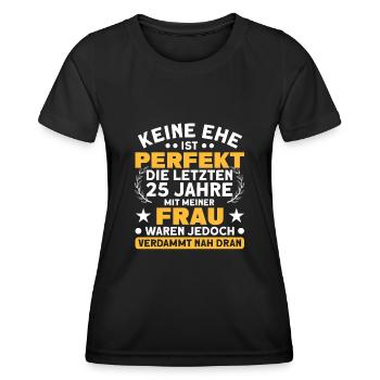 Ehepaar 25. Hochzeitstag Silberhochzeit - Frauen Funktions-T-Shirt - Schwarz - Vorne - AI Model Female 172 light (172cm)