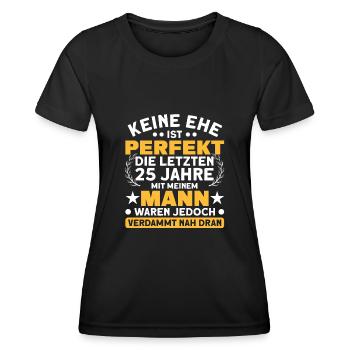 Silberhochzeit 25. Hochzeitstag Ehepaar - Frauen Funktions-T-Shirt - Schwarz - Vorne - AI Model Female 172 light (172cm)