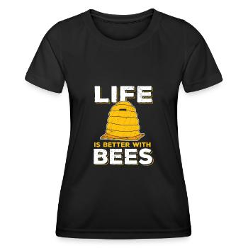 Apices Abeilles Abeilles Nid d’abeilles Miel - T-shirt sport Femme - noir - Devant - AI Model Female 172 light (172cm)