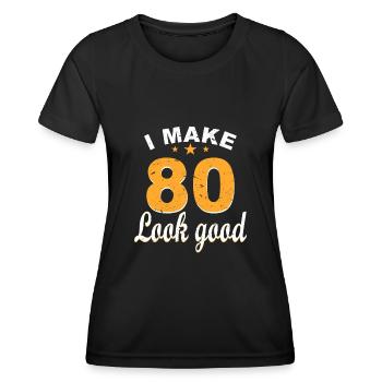 80 Years 80 Birthday Gift Anniversary Birthday - Women's Functional T-Shirt - black - Front - AI Model Female 172 light (172cm)