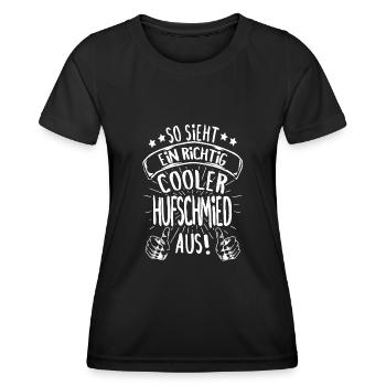 So sieht ein richtig cooler Hufschmied aus - Frauen Funktions-T-Shirt - Schwarz - Vorne - AI Model Female 172 light (172cm)