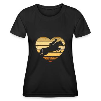 L’équitation de l’équitation coeur - T-shirt sport Femme - noir - Devant - AI Model Female 172 light (172cm)