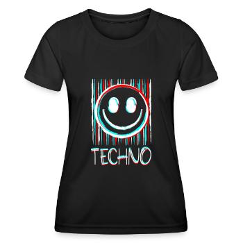 Techno Musique Visage Disque phonographe DJ Smile EDM - T-shirt sport Femme - noir - Devant - AI Model Female 172 light (172cm)