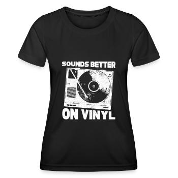 Disque vinyle LP Collectionneur de disques - T-shirt sport Femme - noir - Devant - AI Model Female 172 light (172cm)