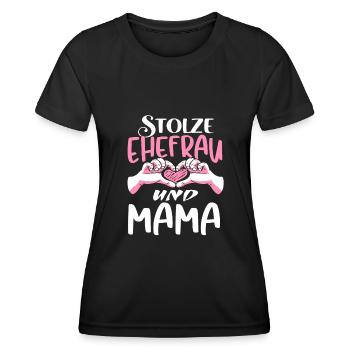 Stolze Ehefrau und Mama Hochzeitstag Jahrestag - Frauen Funktions-T-Shirt - Schwarz - Vorne - AI Model Female 172 light (172cm)