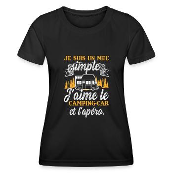 J'aime le camping-car et l'apéro Caravane Camping - Frauen Funktions-T-Shirt - Schwarz - Vorne - AI Model Female 172 light (172cm)