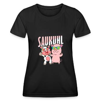 Kuh Schwein Sau Spruch Kinder - Frauen Funktions-T-Shirt - Schwarz - Vorne - AI Model Female 172 light (172cm)
