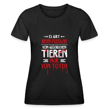 Tierquälerei Veganer Glückliche Tiere Spruch - Frauen Funktions-T-Shirt - Schwarz - Vorne - AI Model Female 172 light (172cm)