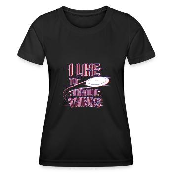 Frisbee throw things - T-shirt sport Femme - noir - Devant - AI Model Female 172 light (172cm)