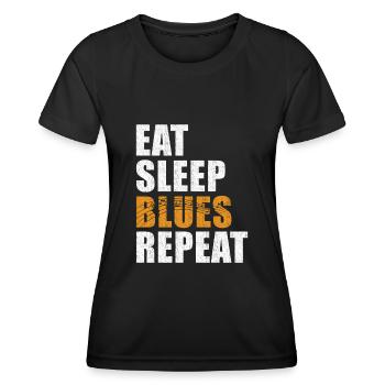 Blues Eat Sleep Blues Repeat - Frauen Funktions-T-Shirt - Schwarz - Vorne - AI Model Female 172 light (172cm)