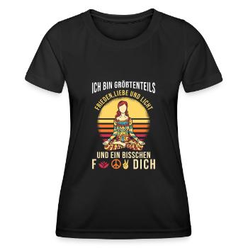 Yoga Spruch lustig - Frauen Funktions-T-Shirt - Schwarz - Vorne - AI Model Female 172 light (172cm)