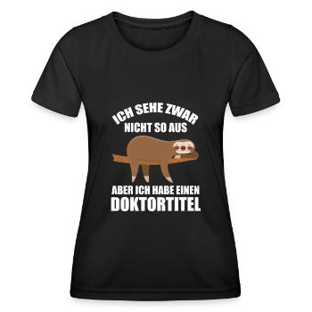 FaultierDoktorinDoktorandPromotion Doktortitel - Frauen Funktions-T-Shirt - Schwarz - Vorne - AI Model Female 172 light (172cm)