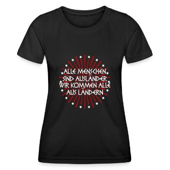 Antifaschismus Antifaschist Mensch Geschenk - Frauen Funktions-T-Shirt - Schwarz - Vorne - AI Model Female 172 light (172cm)