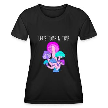 Lets take a trip LSD Acid Pilze Party Drogen - Frauen Funktions-T-Shirt - Schwarz - Vorne - AI Model Female 172 light (172cm)