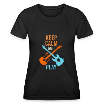 E-Gittare Guitaristes sort keep calm - T-shirt sport Femme - noir - Devant - AI Model Female 172 light (172cm)