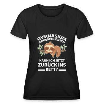 Faultier Gymnasium Abschluss Schüler Gymnasiast - Frauen Funktions-T-Shirt - Schwarz - Vorne - AI Model Female 172 light (172cm)