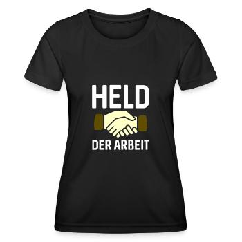 Held Der Arbeit Parole DDR Ostdeutschland - Frauen Funktions-T-Shirt - Schwarz - Vorne - AI Model Female 172 light (172cm)