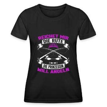 Anglerin Angel Mädchen Reichet mir die Rute Angler - Frauen Funktions-T-Shirt - Schwarz - Vorne - AI Model Female 172 light (172cm)