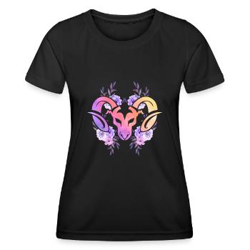 Bélier Signe astrologique Horoscope Astrologie - T-shirt sport Femme - noir - Devant - AI Model Female 172 light (172cm)