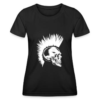 Rockmusiker Rocker Biker Totenkopf Irokese - Frauen Funktions-T-Shirt - Schwarz - Vorne - AI Model Female 172 light (172cm)