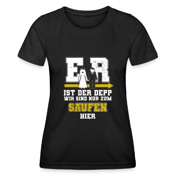 Er Ist Der Depp Jga Junggesellenabschied Männer - Frauen Funktions-T-Shirt - Schwarz - Vorne - AI Model Female 172 light (172cm)