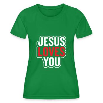 Jesus Loves You - Frauen Funktions-T-Shirt - Kelly Green - Vorne - AI Model Female 172 dark (172cm)