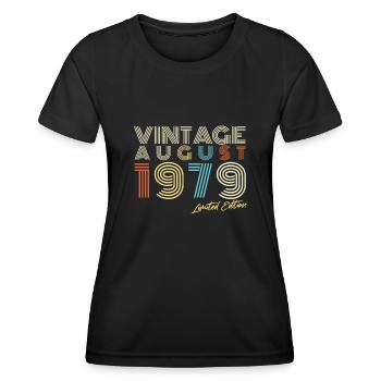 Vintage August 1979 Geschenkidee - Frauen Funktions-T-Shirt - Schwarz - Vorne - AI Model Female 172 light (172cm)