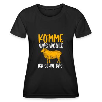 Viens Ce que la laine Je le mouton! - T-shirt sport Femme - noir - Devant - AI Model Female 172 light (172cm)