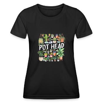 Potted Plant Pot Head - Women's Functional T-Shirt - black - Front - AI Model Female 172 light (172cm)