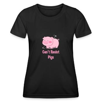 Porc - T-shirt sport Femme - noir - Devant - AI Model Female 172 light (172cm)