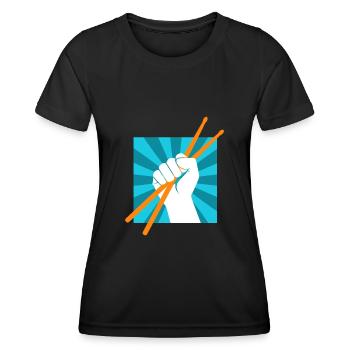 Drummer Drumsticks Batteur musicien Rocker - T-shirt sport Femme - noir - Devant - AI Model Female 172 light (172cm)