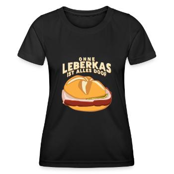 Leberkäse Leberkäsesemmel Leberkas - Frauen Funktions-T-Shirt - Schwarz - Vorne - AI Model Female 172 light (172cm)
