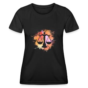 Waage Signe astrologique Horoscope Astrologie - T-shirt sport Femme - noir - Devant - AI Model Female 172 light (172cm)