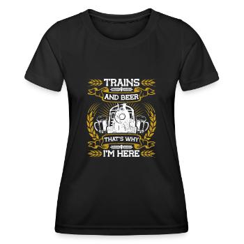 Eisenbahn Eisenbahner Zug Lok Lokführer - Frauen Funktions-T-Shirt - Schwarz - Vorne - AI Model Female 172 light (172cm)