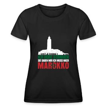 Marokko Amazigh Urlaub Spruch Morocco - Frauen Funktions-T-Shirt - Schwarz - Vorne - AI Model Female 172 light (172cm)