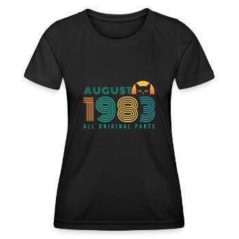 vintage im August 1983 Geschenkidee - Frauen Funktions-T-Shirt - Schwarz - Vorne - AI Model Female 172 light (172cm)